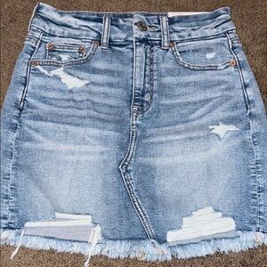American Eagle Outfitters Blue Distressed Denim Skirt